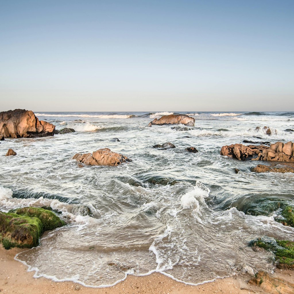 Beautiful seascape with rocky shoreline at La Pedrera, Uruguay.