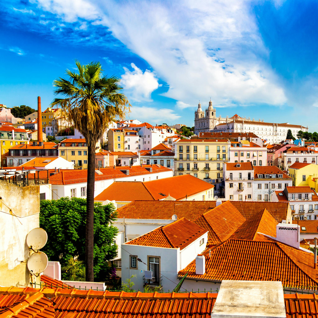 Vibrant rooftops and historic architecture in Lisbon's scenic Alfama district.