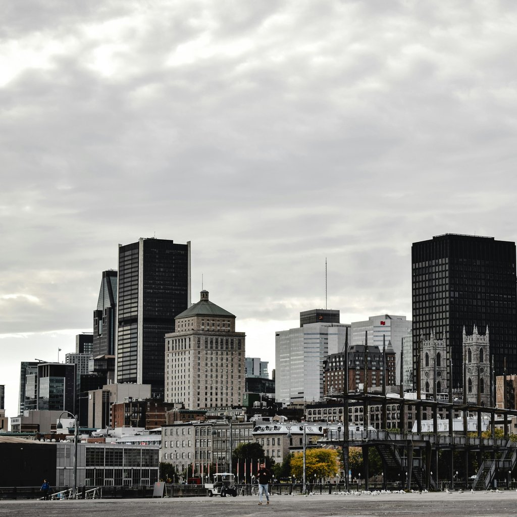 Montreal's iconic skyline featuring diverse architectural styles and prominent skyscrapers.