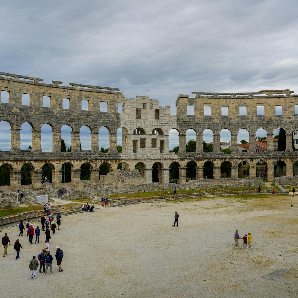 Discover the ancient Roman Pula Arena amphitheater, a stunning landmark in Croatia.