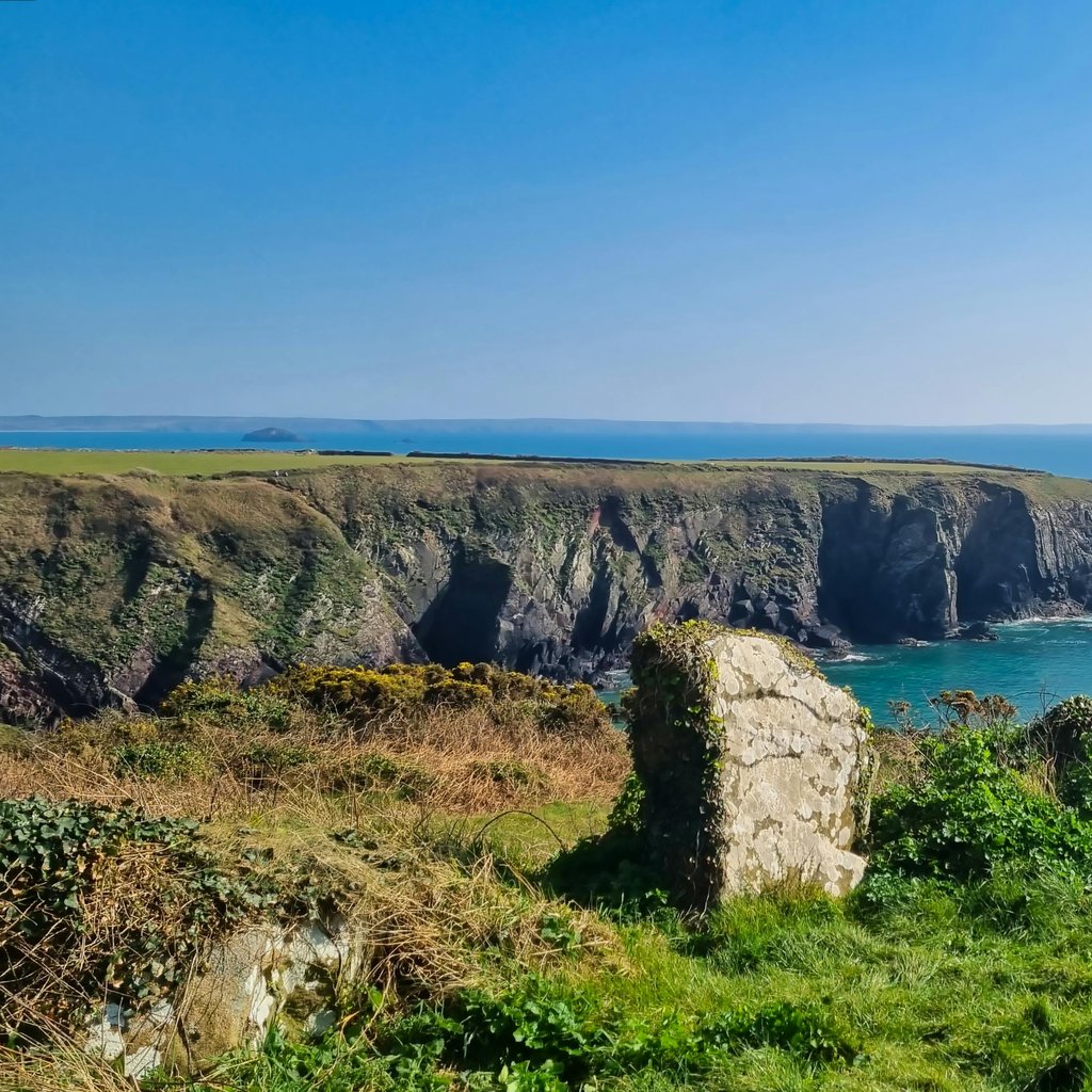 Breathtaking view of the cliffs and sea at St Davids in Wales, perfect for nature lovers.