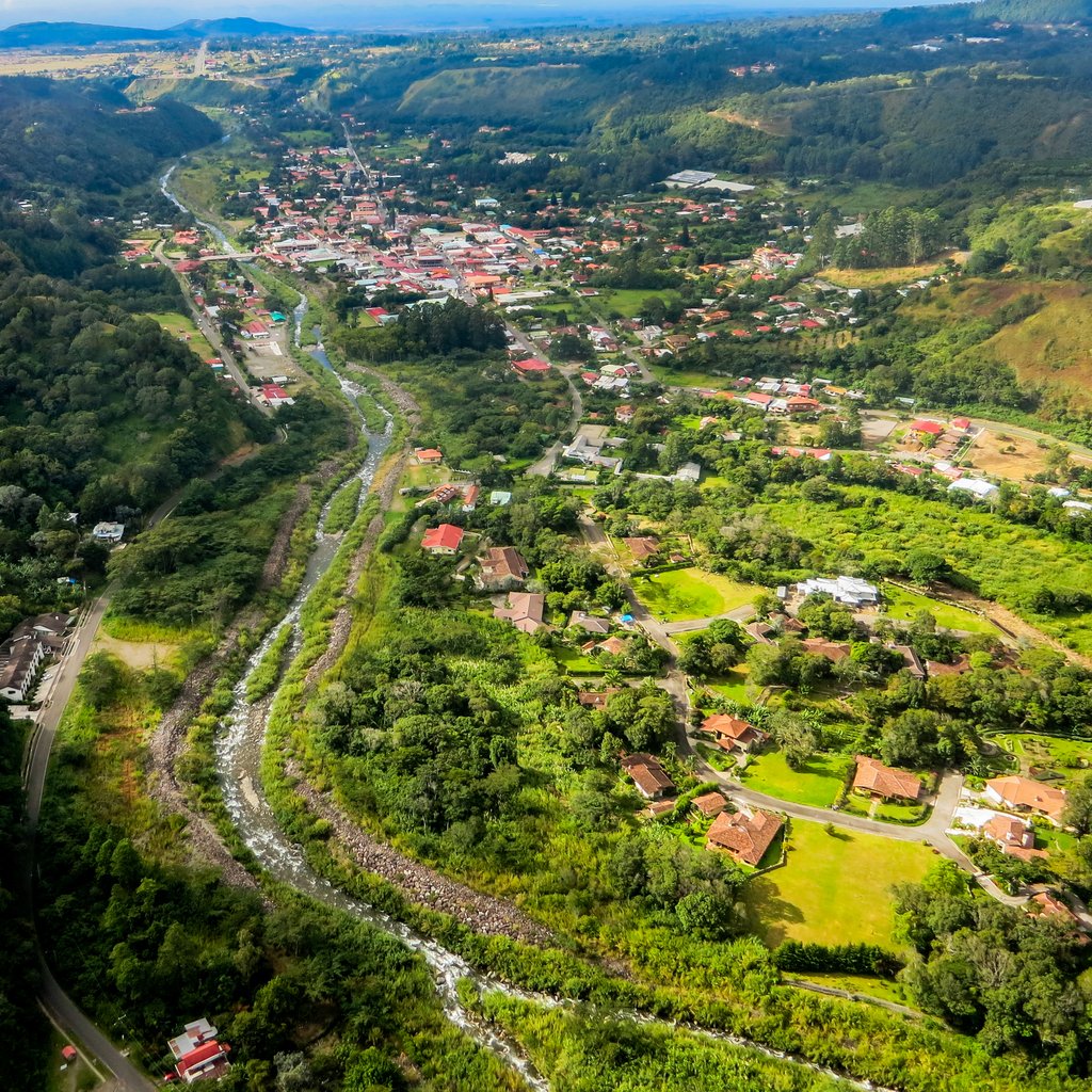 View from helicopter November 2014 of the town of Boquete, Panama