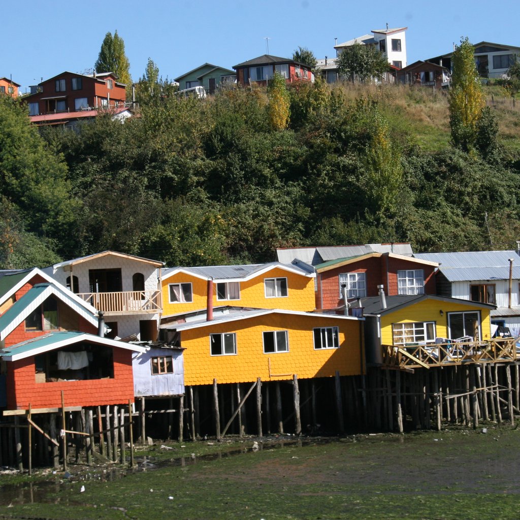 Brightly colored palafitos can be seen around Chiloe.
