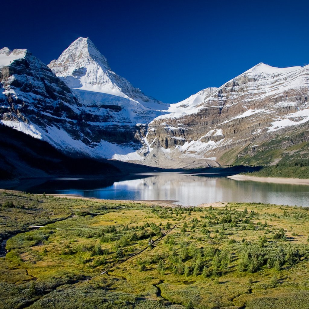 Mount Assiniboine and Lake Magog. Mount Assiniboine Provincial Park, B.C., Canada.