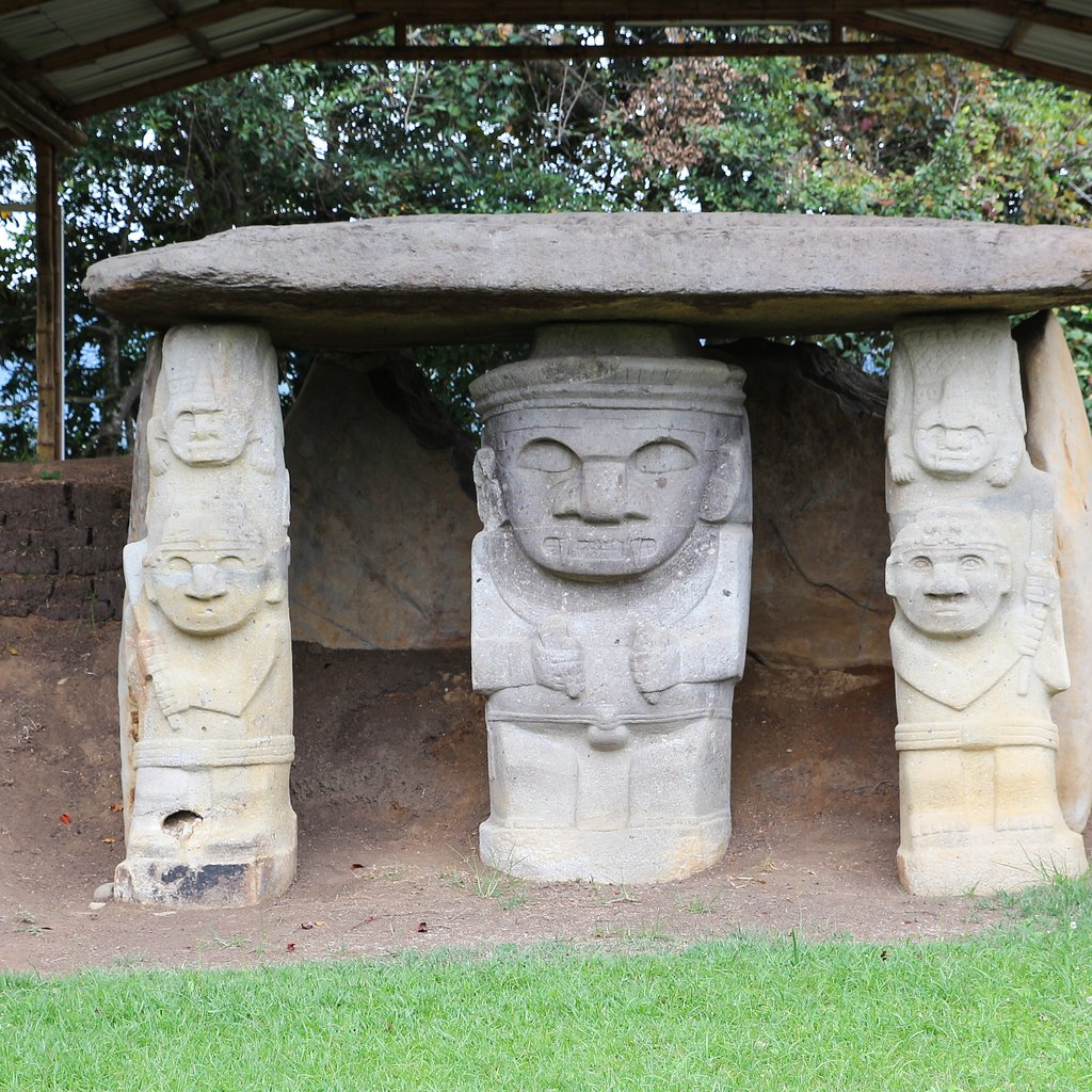 Statues in Mesita A in San Agustín Archaeological Park, Colombia